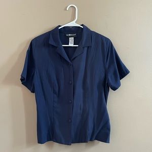 Sag Harbor Navy Blue Blouse with Back Waist Tie